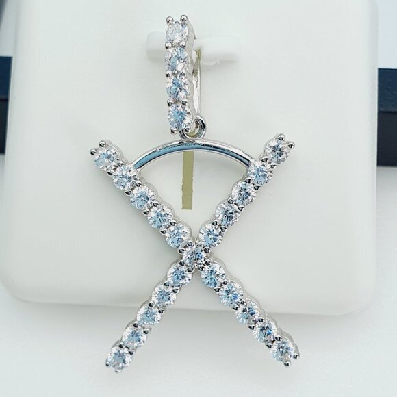 "925 Sterling Silver Cubic Zirconia Initial Pendant, UU1P6A6190 - Picture 3 of 9